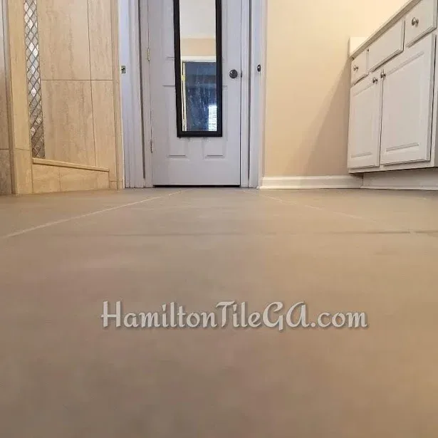 Originally, this floor had 12x12 porcelain tile…rounded edges. They upgraded to this large format, rectified edge tile. The difference in daily use is going to be astronomical. This is why we remodel, and why you want a new bathroom.